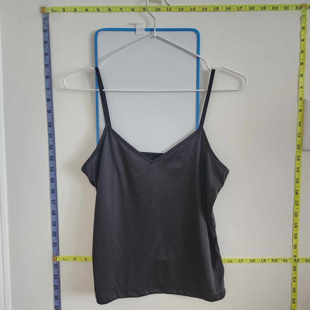 Silky Black V-Neck Cami Top